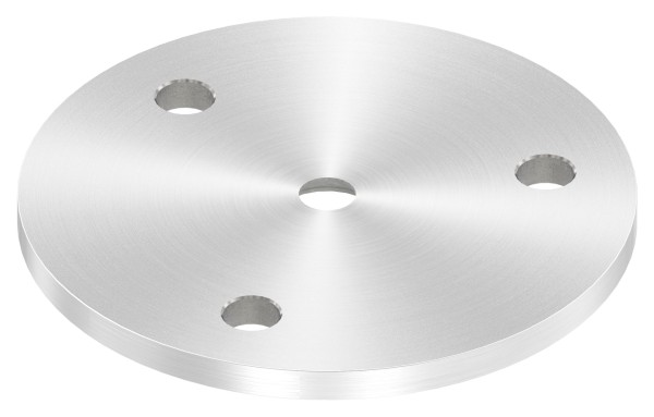 Edelstahl Ronde für Handlaufhalter, ohne Fase, Mittelbohrung und 3 Bohrungen, Rundschliff, V2A