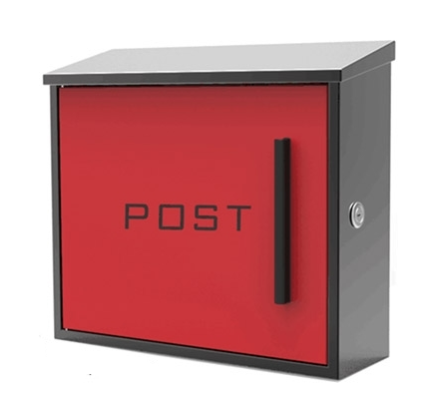 Briefkasten Myron, Stahlblech verzinkt und lackiert rot/schwarz