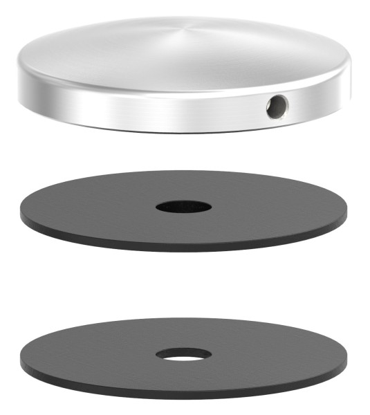 Glaspunkthalter Ø 72 mm selbst zusammenstellen, Oberteil inklusive Gummis, V2A