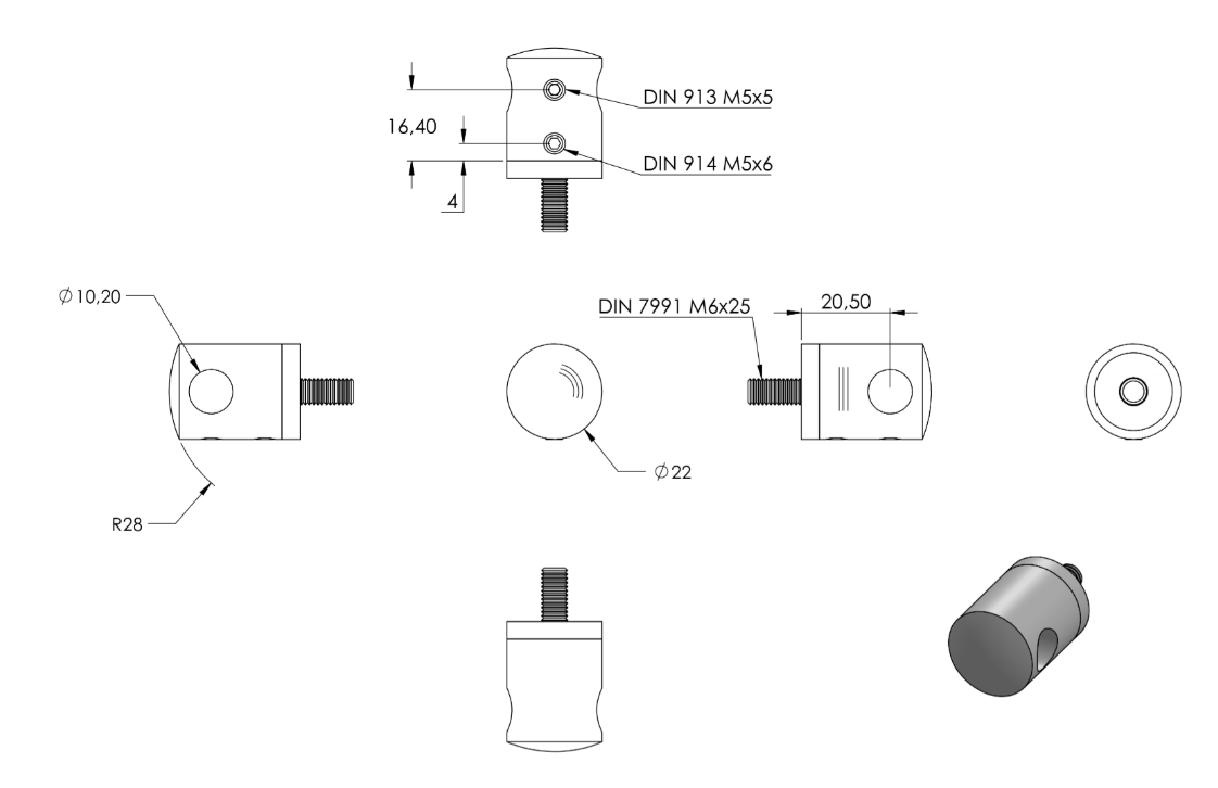 Passende Halterung für Seilhalter zum Schrauben und Spannen, V2A