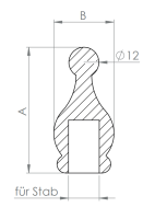 Vorschau: Edelstahl Zierspitze, hohl/gegossen, für Rundstäbe, zum Kleben, V2A Vorschau: Edelstahl Zierspitze, hohl/gegossen, für Rundstäbe, zum Kleben, V2A