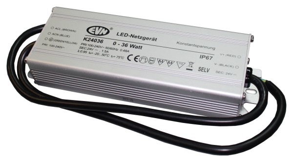 LED Netzgerät Netzteil-36W-IP67, für den Innen- und Außenbereich geeignet