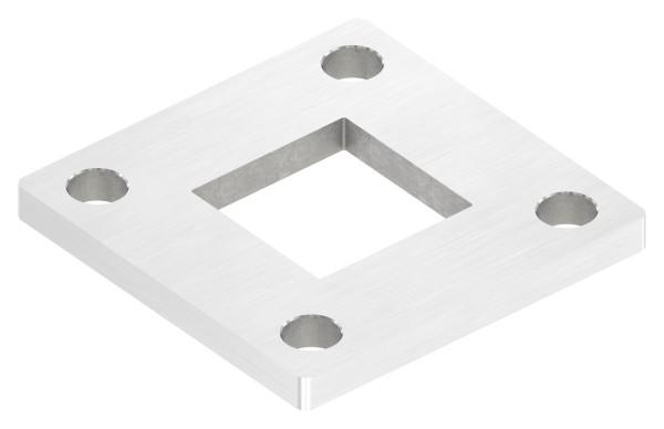Edelstahl Ankerplatte quadratische Form, mit Mittelbohrung, Längsschliff, ohne Fase