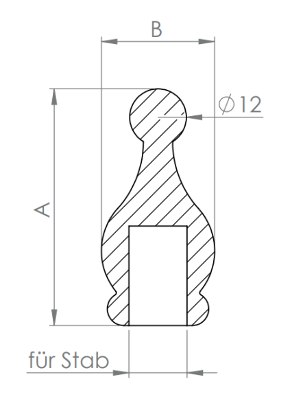 Edelstahl Zierspitze, hohl/gegossen, für Rundstäbe, zum Kleben, V2A